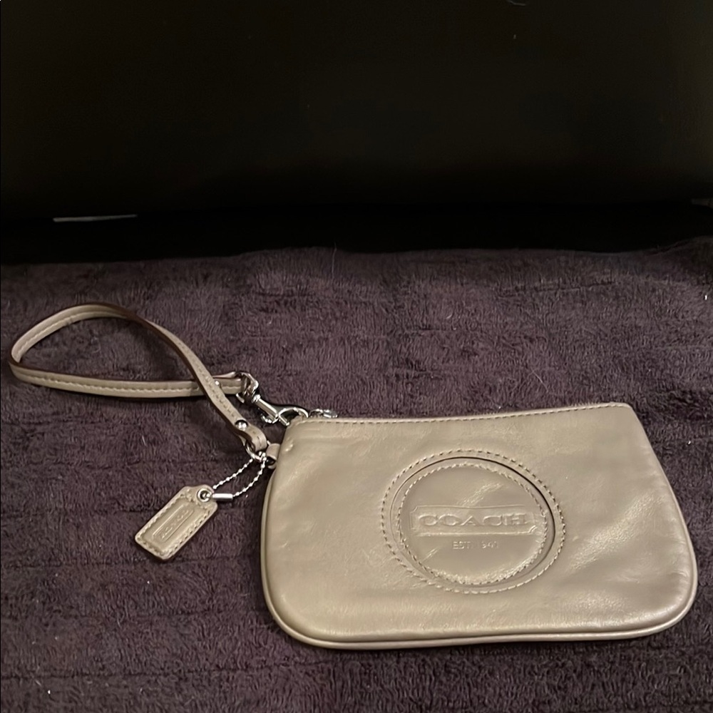 Coach Leather Metallic Bronze Small Wristlet F47218
